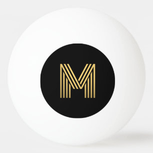 Modern Gold Monogram Ping Pong Ball