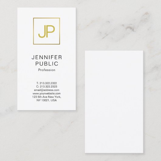Modern Gold Monogram Professional Creative Design Visitekaartje (Voorkant / Achterkant)