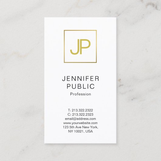 Modern Gold Monogram Professional Creative Design Visitekaartje (Voorkant)