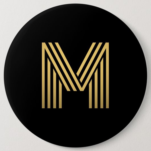 Modern Gold Monogram Ronde Button 6,0 Cm (Voorkant)