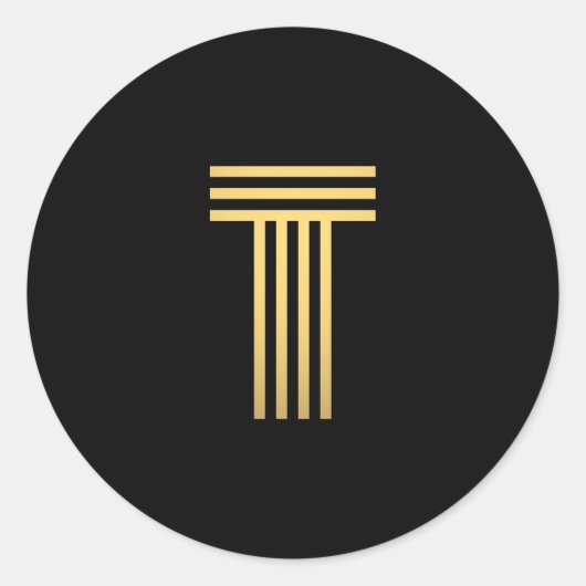 Modern Gold Monogram Ronde Sticker (Voorkant)