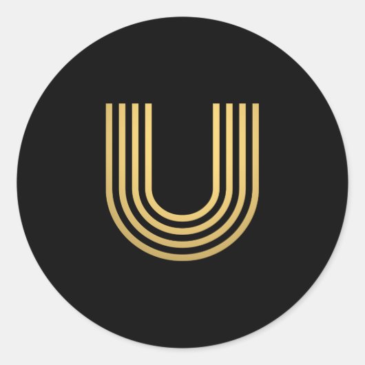 Modern Gold Monogram Ronde Sticker (Voorkant)