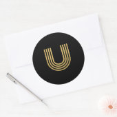 Modern Gold Monogram Ronde Sticker (Envelop)
