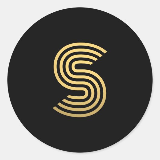 Modern Gold Monogram Ronde Sticker (Voorkant)