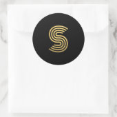 Modern Gold Monogram Ronde Sticker (Tas)
