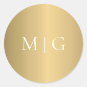 Modern Gold Monogram Ronde Sticker (Voorkant)