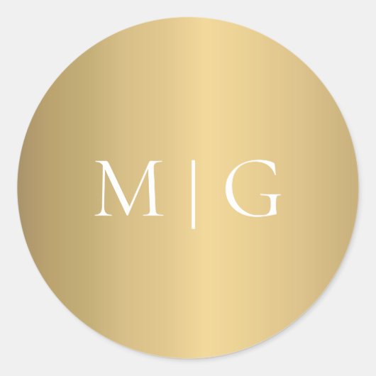 Modern Gold Monogram Ronde Sticker (Voorkant)