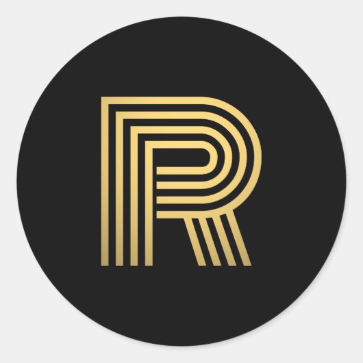 Modern Gold Monogram Ronde Sticker (Voorkant)
