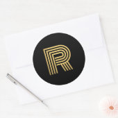 Modern Gold Monogram Ronde Sticker (Envelop)
