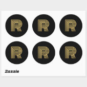 Modern Gold Monogram Ronde Sticker (Vel)