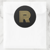 Modern Gold Monogram Ronde Sticker (Tas)