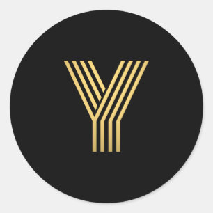 Modern Gold Monogram Ronde Sticker