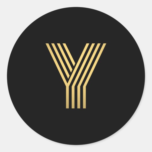 Modern Gold Monogram Ronde Sticker (Voorkant)