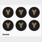 Modern Gold Monogram Ronde Sticker (Vel)