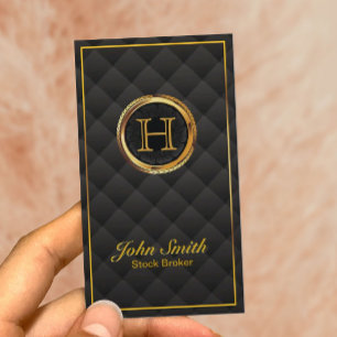 Modern Gold Monogram Stock Broker Visitekaartje