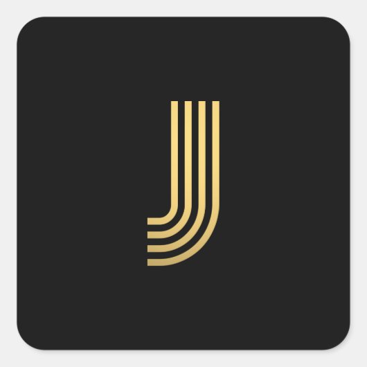Modern Gold Monogram Vierkante Sticker (Voorkant)