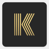Modern Gold Monogram Vierkante Sticker (Voorkant)