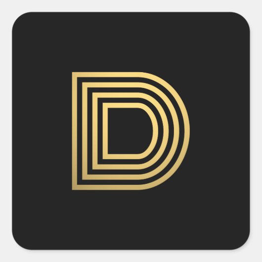 Modern Gold Monogram Vierkante Sticker (Voorkant)