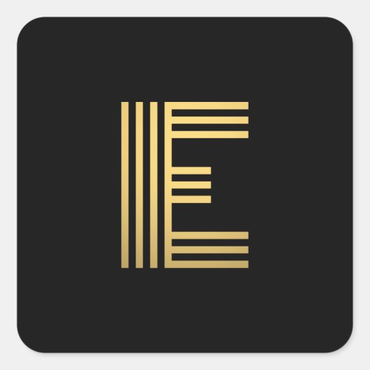 Modern Gold Monogram Vierkante Sticker (Voorkant)