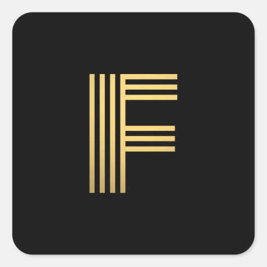 Modern Gold Monogram Vierkante Sticker (Voorkant)