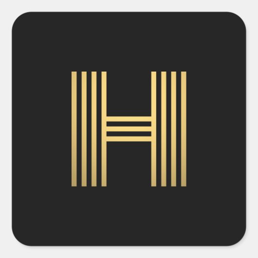 Modern Gold Monogram Vierkante Sticker (Voorkant)
