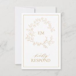 Modern Gold Monogram Wedding RSVP-kaart RSVP Kaartje