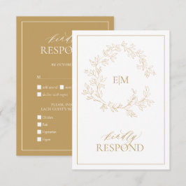 Modern Gold Monogram Wedding RSVP-kaart RSVP Kaartje