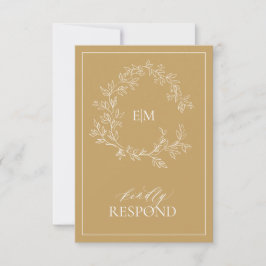 Modern Gold Monogram Wedding RSVP-kaart RSVP Kaartje