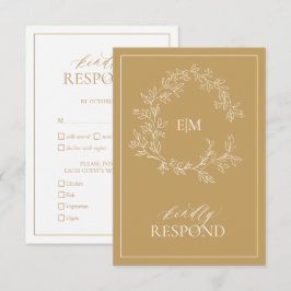 Modern Gold Monogram Wedding RSVP-kaart RSVP Kaartje