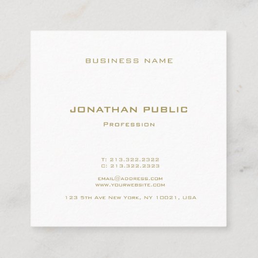 Modern Gold Monogrammed Cool Smart Sjabloon Vierkante Visitekaartje (Achterkant)