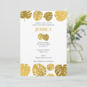 Modern Gold Monstera laat Baby shower over Kaart (Staand voorkant)