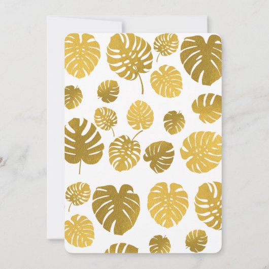 Modern Gold Monstera laat Baby shower over Kaart (Achterkant)