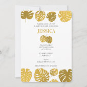 Modern Gold Monstera laat Baby shower over Kaart (Voorkant)