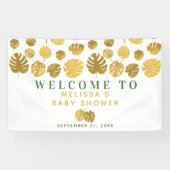 Modern Gold Monstera laat Baby shower welkom heten Spandoek (Horizontaal)