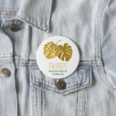 Modern Gold Monstera Leaves Bachelorette Weekend Ronde Button 7,6 Cm (In situ)