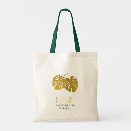 Modern Gold Monstera Leaves Bachelorette Weekend Tote Bag (Achterkant)