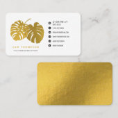 Modern Gold Monstera Tropical laat sociale media o Visitekaartje (Voorkant / Achterkant)