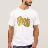 Modern Gold Monstera Tropical Leaf T-shirt (Voorkant)