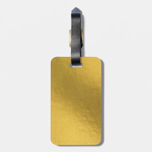 Modern Gold Monstera Tropical Leaves Pattern Bagagelabel (Achterkant verticaal)