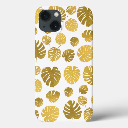 Modern Gold Monstera Tropical Leaves Pattern Case-Mate iPhone Case (Achterkant)
