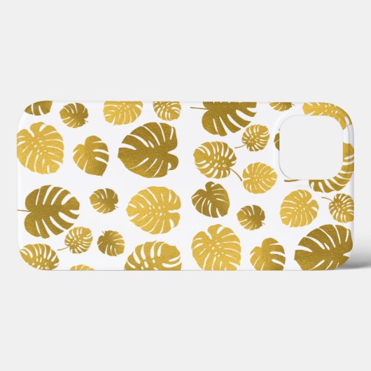 Modern Gold Monstera Tropical Leaves Pattern Case-Mate iPhone Case (Achterkant (horizontaal))