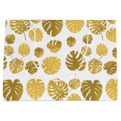 Modern Gold Monstera Tropical Leaves Pattern Groot Cadeauzakje (Voorkant)