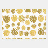 Modern Gold Monstera Tropical Leaves Pattern Inpakpapier Vel (Voorkant 2)