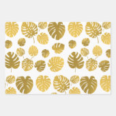 Modern Gold Monstera Tropical Leaves Pattern Inpakpapier Vel (Voorkant)