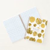 Modern Gold Monstera Tropical Leaves Pattern Notitieboek (Binnen)