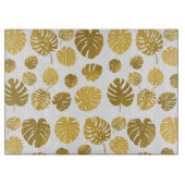 Modern Gold Monstera Tropical Leaves Pattern Snijplank (Voorkant)