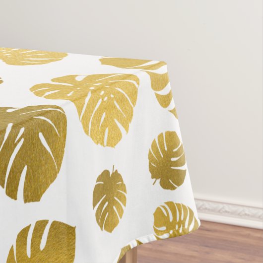 Modern Gold Monstera Tropical Leaves Pattern Tafelkleed (Voorbeeld)