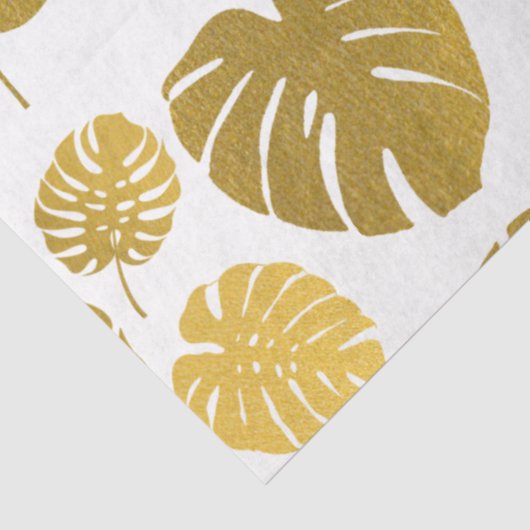 Modern Gold Monstera Tropical Leaves Pattern Tissuepapier (Detail)