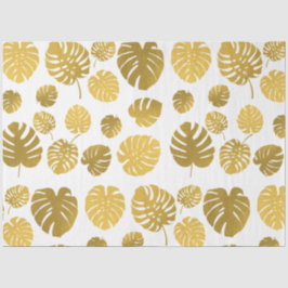 Modern Gold Monstera Tropical Leaves Pattern Tissuepapier