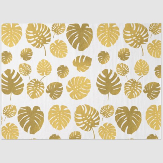 Modern Gold Monstera Tropical Leaves Pattern Tissuepapier (Voorkant)